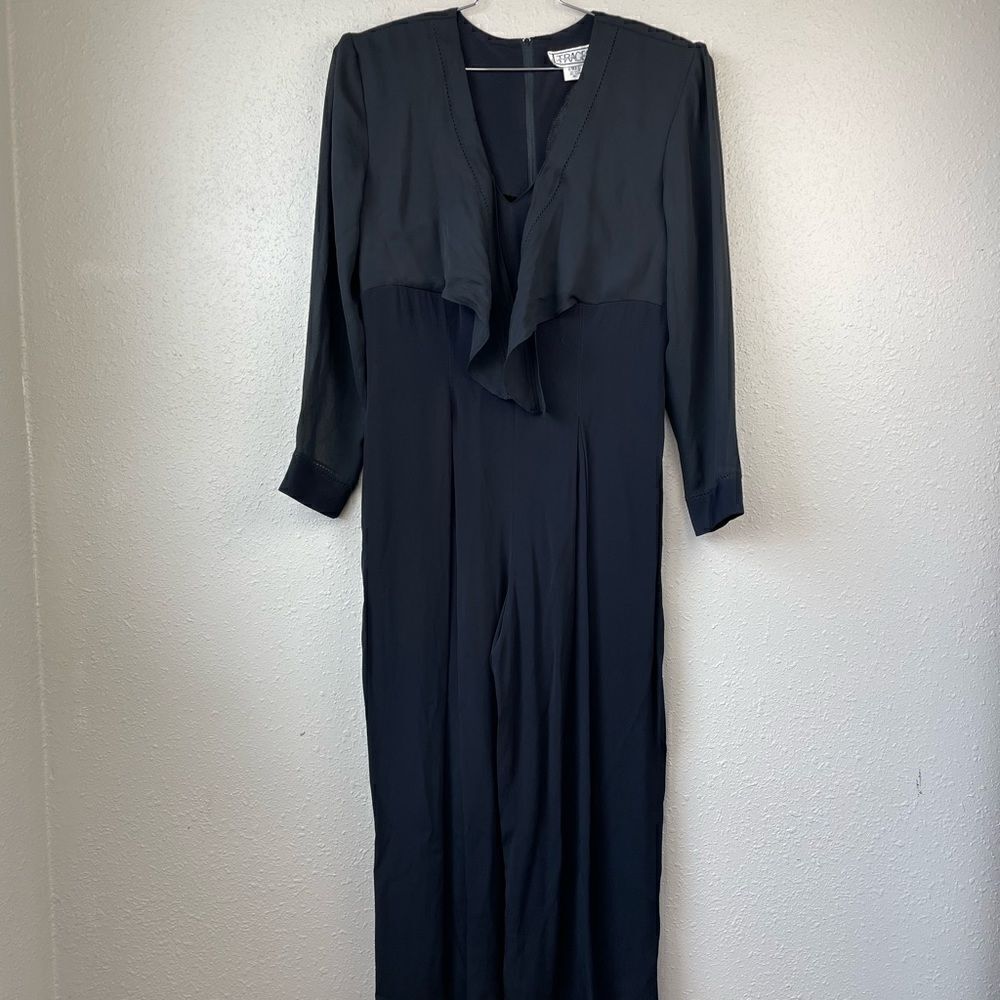 Vintage Traces Black Dress Jumpsuit Size 10 EUC